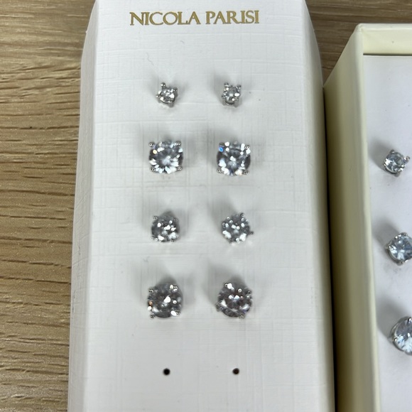 NEW Nicola Parisi Fine Nordstrom Silver Plated Cubic Zirconia Stud Earrings Sets - Picture 2 of 4